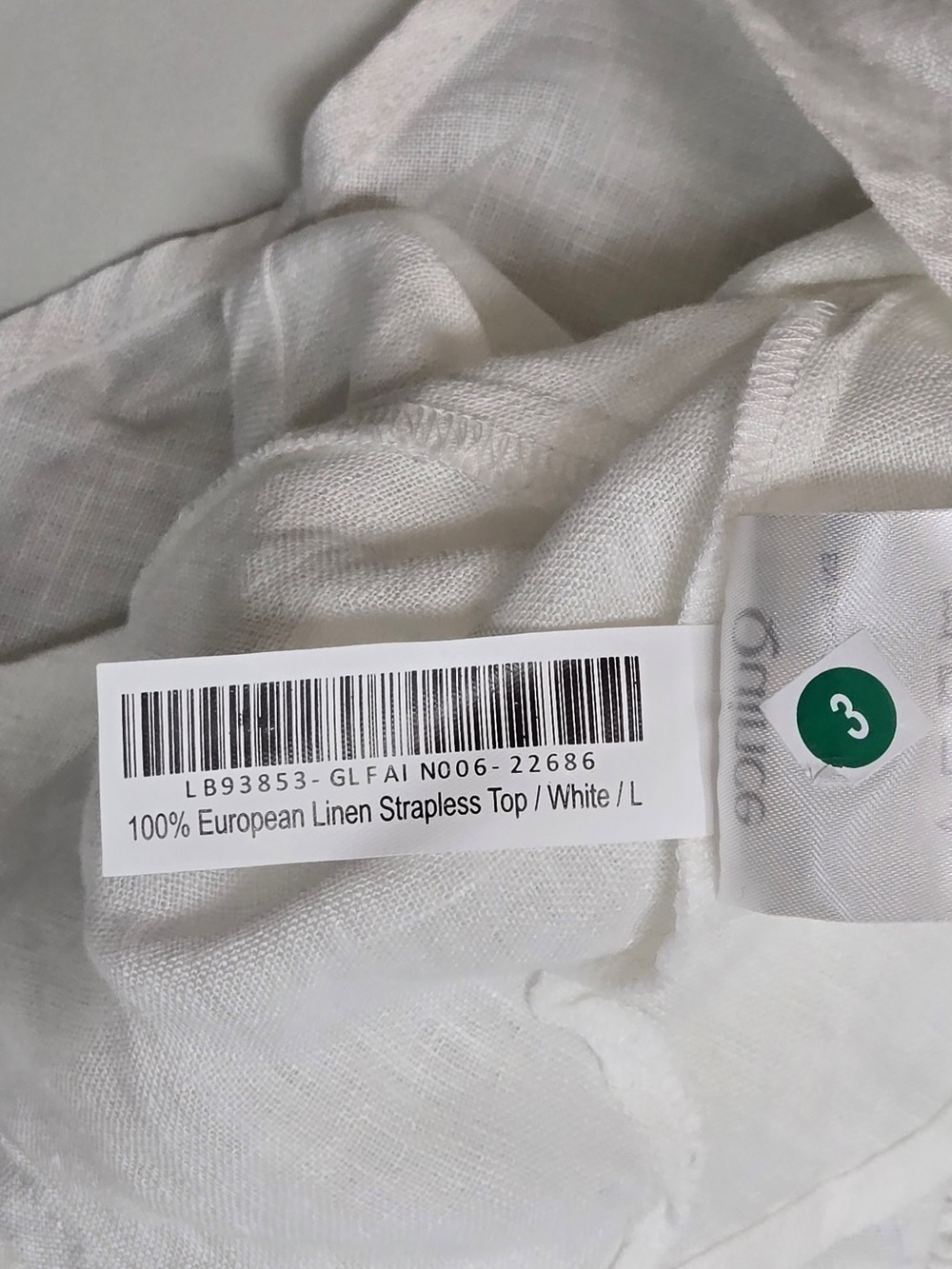 NWT QUINCE 100% European Linen Strapless Top Large White 8065 - Picture 8 of 11